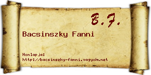 Bacsinszky Fanni névjegykártya